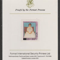 Bhutan 1984 Surcharged on Princess Diana's 21st Birthday 25n on 20n,(ex m/sheet) imperf proof mounted on Format International proof card, as SG MS582