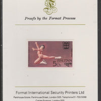 Bhutan 1976 Innsbruck Winter Olympics 5ch (Figure Skating) imperf proof mounted on Format International proof card, as SG 341