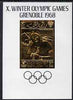 Ras Al Khaima 1968 Grenoble Winter Olympics 50dh imperf deluxe sheet with design in gold foil with Olympic Games printed in margin in black, unmounted mint as Mi 253