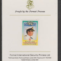 Central African Republic 1982 Birth of Prince William opt on Royal Wedding 75f imperf proof mounted on Format International proof card, as SG 864