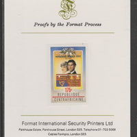 Central African Republic 1982 Birth of Prince William opt on Royal Wedding 175f imperf proof mounted on Format International proof card, as SG 867