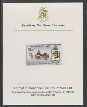 Mauritania 1981 Royal Wedding 18um imperf proof mounted on Format International proof card, as SG 702