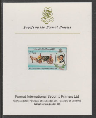 Mauritania 1981 Royal Wedding 77um imperf proof mounted on Format International proof card, as SG 703