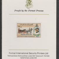 Mauritania 1982 Birth of Prince William opt on Royal Wedding 14um imperf proof mounted on Format International proof card, as SG 739