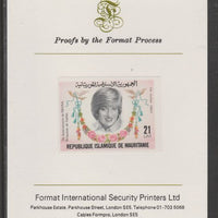 Mauritania 1982 Princess Diana's 21st Birthday 21um imperf proof mounted on Format International proof card, as SG 733