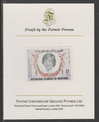 Mauritania 1982 Princess Diana's 21st Birthday 77um imperf proof mounted on Format International proof card, as SG 734