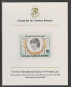 Mauritania 1982 Princess Diana's 21st Birthday 100um (ex m/sheet) imperf proof mounted on Format International proof card, as SG MS735