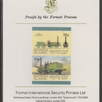 Bernera 1983 Locomotives #2 (Dublin & Kingstown Railway) 30p se-tenant imperf proof pair mounted on Format International proof card