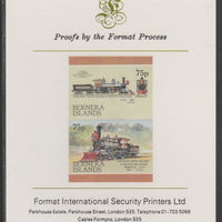 Bernera 1983 Locomotives #2 (Chicago, Rock Island & Pacific Railroad) 75p se-tenant,imperf proof pair mounted on Format International proof card