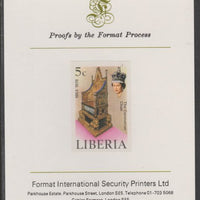Liberia 1978 Coronation 25th Anniversary 5c Coronation Chair imperf proof mounted on Format International proof card, as SG 1348