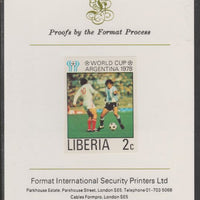 Liberia 1978 Football World Cup 2c imperf proof mounted on Format International proof card, as SG 1341