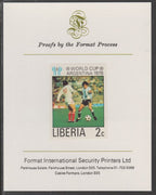Liberia 1978 Football World Cup 2c imperf proof mounted on Format International proof card, as SG 1341