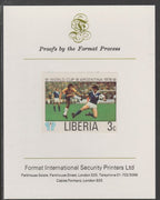 Liberia 1978 Football World Cup 3c imperf proof mounted on Format International proof card, as SG 1342