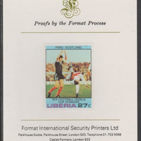 Liberia 1978 Football World Cup Winners 27c Peru v Scotland imperf proof mounted on Format International proof card, as SG 1359
