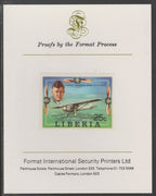 Liberia 1978 Progress in Aviation 25c Charles Lindbergh & Spirit of St Louis imperf proof mounted on Format International proof card, as SG 1330