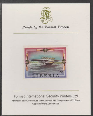 Liberia 1978 Progress in Aviation 2c Dornier DO-X Flying Boat imperf proof mounted on Format International proof card, as SG 1327