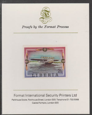 Liberia 1978 Progress in Aviation 2c Dornier DO-X Flying Boat imperf proof mounted on Format International proof card, as SG 1327