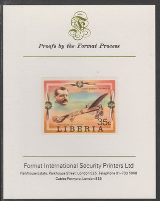 Liberia 1978 Progress in Aviation 35c Louis Bleriot & Monoplane imperf proof mounted on Format International proof card, as SG 1331