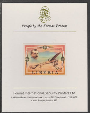 Liberia 1978 Progress in Aviation 35c Louis Bleriot & Monoplane imperf proof mounted on Format International proof card, as SG 1331
