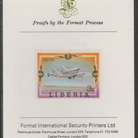 Liberia 1978 Progress in Aviation 3c Space Shuttle imperf proof mounted on Format International proof card, as SG 1328