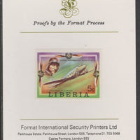 Liberia 1978 Progress in Aviation 5c Douglas DC-3 imperf proof mounted on Format International proof card, as SG 1329