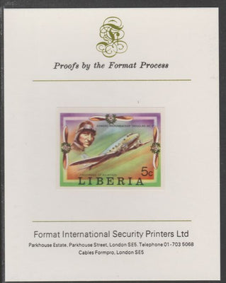 Liberia 1978 Progress in Aviation 5c Douglas DC-3 imperf proof mounted on Format International proof card, as SG 1329