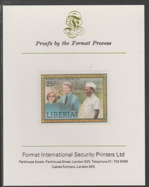 Liberia 1978 Visit by President Carter 25c imperf proof mounted on Format International proof card, as SG 1354