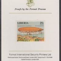 Liberia 1978 Zeppelin Anniversary 25c imperf proof mounted on Format International proof card, as SG 1337