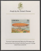 Liberia 1978 Zeppelin Anniversary 25c imperf proof mounted on Format International proof card, as SG 1337