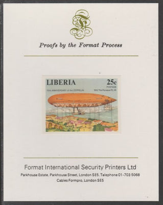 Liberia 1978 Zeppelin Anniversary 25c imperf proof mounted on Format International proof card, as SG 1337
