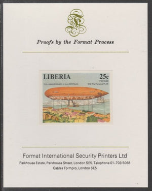 Liberia 1978 Zeppelin Anniversary 25c imperf proof mounted on Format International proof card, as SG 1337
