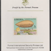 Liberia 1978 Zeppelin Anniversary 2c imperf proof mounted on Format International proof card, as SG 1334