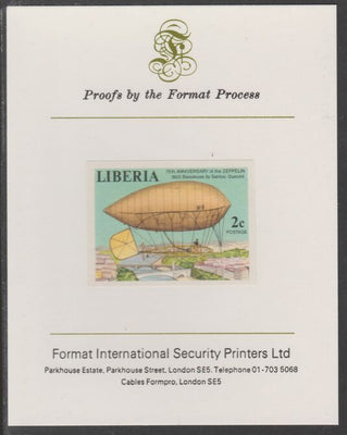 Liberia 1978 Zeppelin Anniversary 2c imperf proof mounted on Format International proof card, as SG 1334