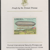 Liberia 1978 Zeppelin Anniversary 3c imperf proof mounted on Format International proof card, as SG 1335