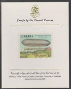 Liberia 1978 Zeppelin Anniversary 3c imperf proof mounted on Format International proof card, as SG 1335