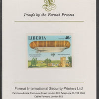 Liberia 1978 Zeppelin Anniversary 40c imperf proof mounted on Format International proof card, as SG 1338