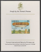 Liberia 1978 Zeppelin Anniversary 40c imperf proof mounted on Format International proof card, as SG 1338