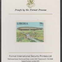 Liberia 1978 Zeppelin Anniversary 50c imperf proof mounted on Format International proof card, as SG 1339