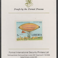 Liberia 1978 Zeppelin Anniversary 5c imperf proof mounted on Format International proof card, as SG 1336