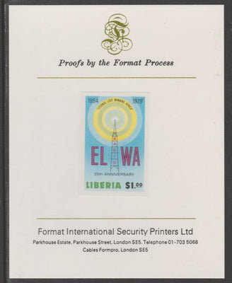 Liberia 1979 25th Anniversary of Radio ELWA $1 imperf proof mounted on Format International proof card, as SG 1370