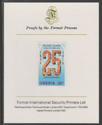 Liberia 1979 25th Anniversary of Radio ELWA 35c imperf proof mounted on Format International proof card, as SG 1369