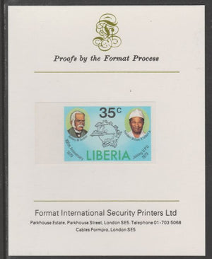 Liberia 1979 Centenary of Joining UPU 35c imperf proof mounted on Format International proof card, as SG 1368