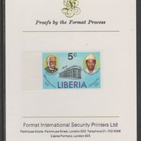 Liberia 1979 Centenary of Joining UPU 5c imperf proof mounted on Format International proof card, as SG 1367