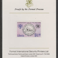 Liberia 1979 International Year of the Child $1 imperf proof mounted on Format International proof card, as SG 1374