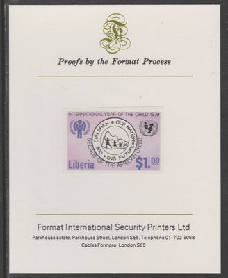 Liberia 1979 International Year of the Child $1 imperf proof mounted on Format International proof card, as SG 1374