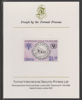 Liberia 1979 International Year of the Child $1 imperf proof mounted on Format International proof card, as SG 1374