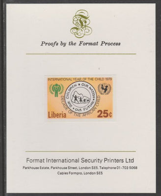 Liberia 1979 International Year of the Child 25c imperf proof mounted on Format International proof card, as SG 1372