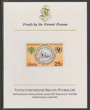 Liberia 1979 International Year of the Child 25c imperf proof mounted on Format International proof card, as SG 1372
