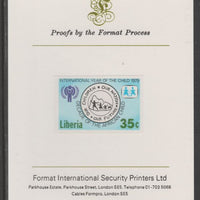 Liberia 1979 International Year of the Child 35c imperf proof mounted on Format International proof card, as SG 1373