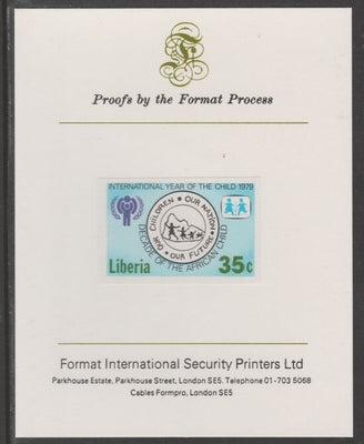 Liberia 1979 International Year of the Child 35c imperf proof mounted on Format International proof card, as SG 1373